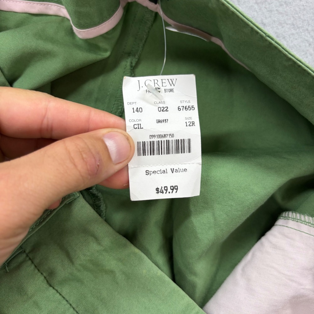 J.Crew Trousers Womens 12 Bright Green Wide Baggy Cotton Blend Chino Pants NEW - Picture 12 of 13
